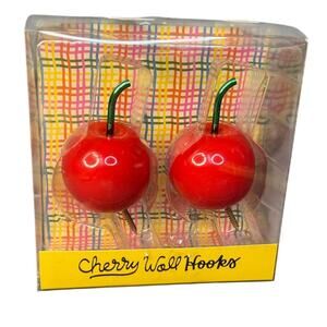 Set Of 2 Traditional Wall-Mounted Red Cherry Coat Hooks Easy Install